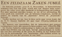 717155 Advertentie van de N.V. Douwe Egberts Tabaksfabrieken, gevestigd in Joure en in Utrecht (Catharijnekade 10), ...